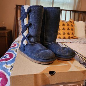 Koolaburra by Ugg Victoria Tall Blue Suede Boots Little Girl Size 13